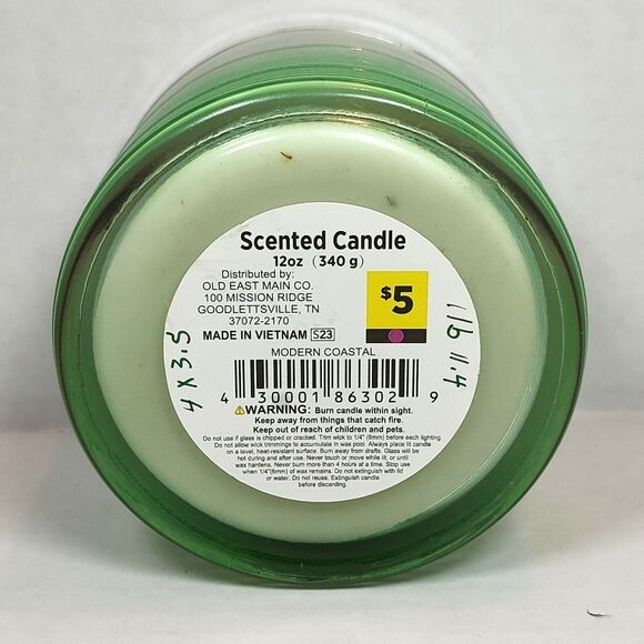 Modern Coastal Scented Candle 12 oz Green Ombre Gradient Glass Ribbed Jar NWT - Picture 6 of 6